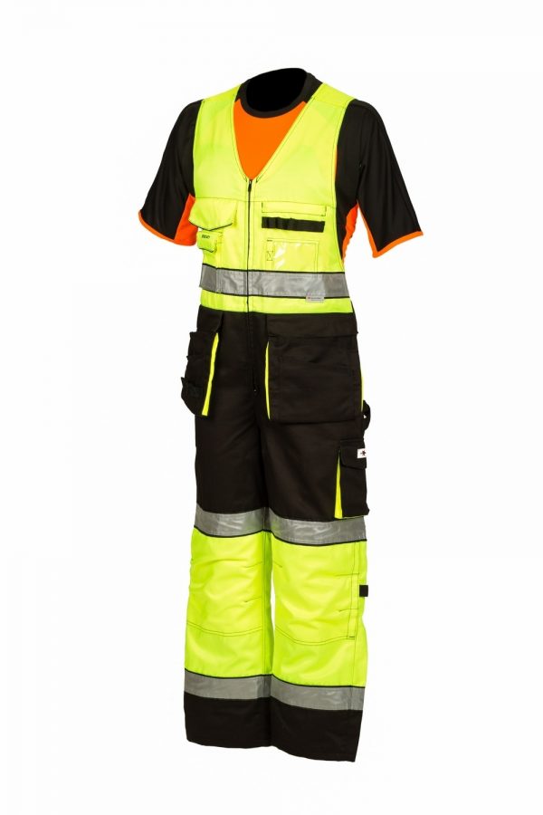Huomiovärinen riipputasku avohaalari kelta/musta EN 20471 Lk.1