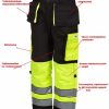 Huomioväriset riipputaskuhousut kelta/musta EN 20471 lk.1 - Image 3