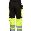 Huomioväriset riipputaskuhousut kelta/musta EN 20471 lk.1 - Image 2