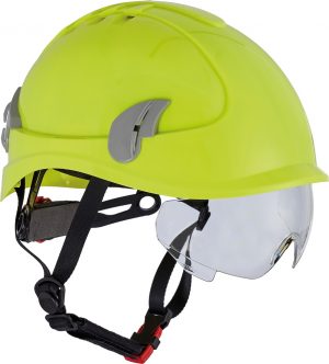 Alpinworker suojakypärä integroiduilla suojalaseilla ja kuulosuojaimilla (kuulosuojaimet ei kuvassa)