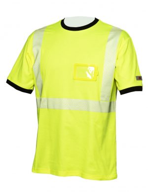 Priha Hi-Vis keltainen puuvillainen katkoprintti huomiopaita EN 20471 Lk.2