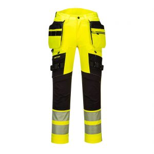 PortwestDX442 Hi-Vis Joustohousut irrotettavilla riipputaskuilla, luokka 2, 4 suuntaan joustava